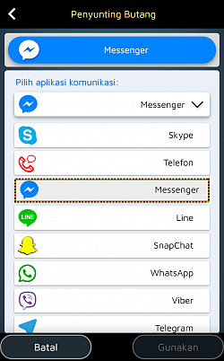 Buat butang khusus untuk WhatsApp, Messenger, Line, Skype, ...
