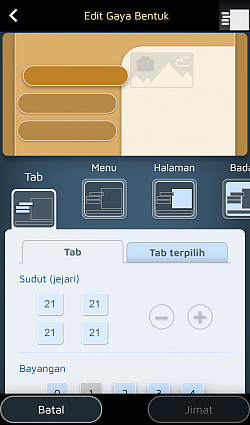 Reka bentuk tab dan halaman anda.